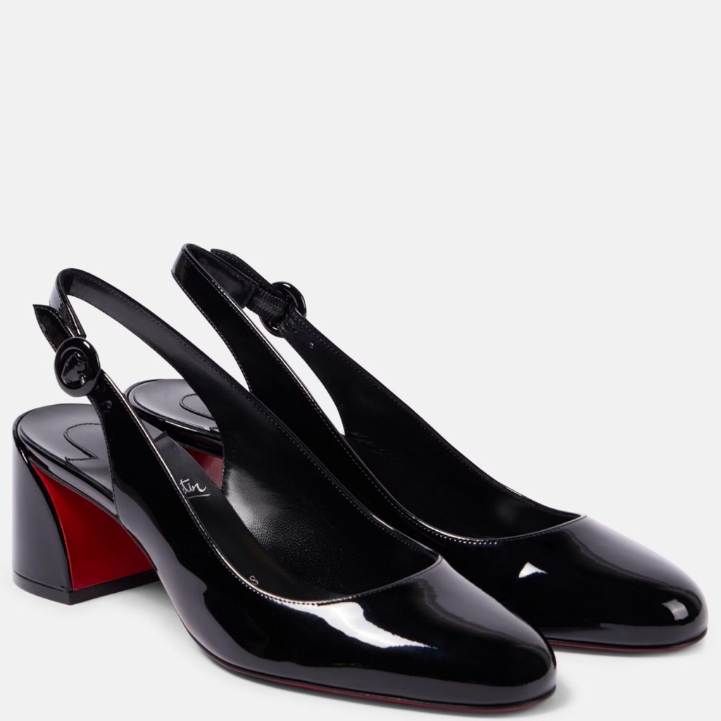 Christian Louboutin Black Patent Slingback Heels Brand New